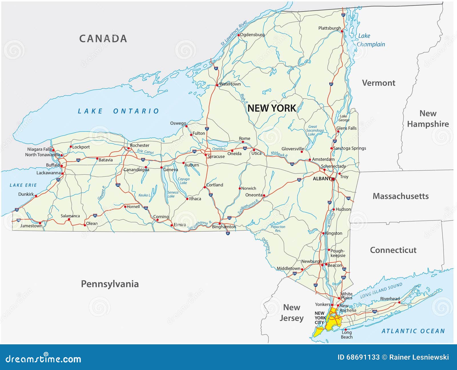 New York Staat Karte | Gold Karte