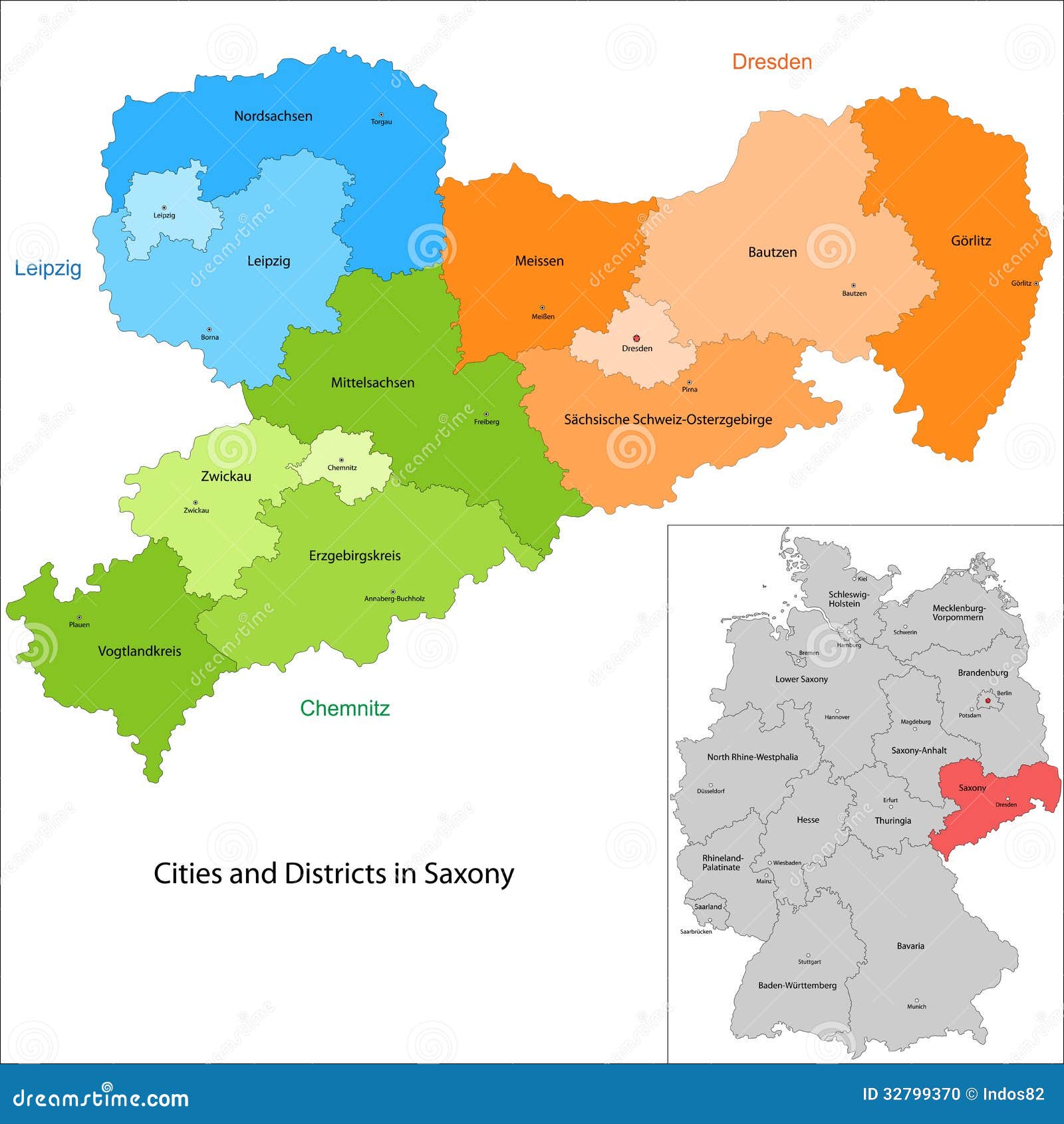  Staat Von Deutschland  Sachsen Vektor Abbildung 