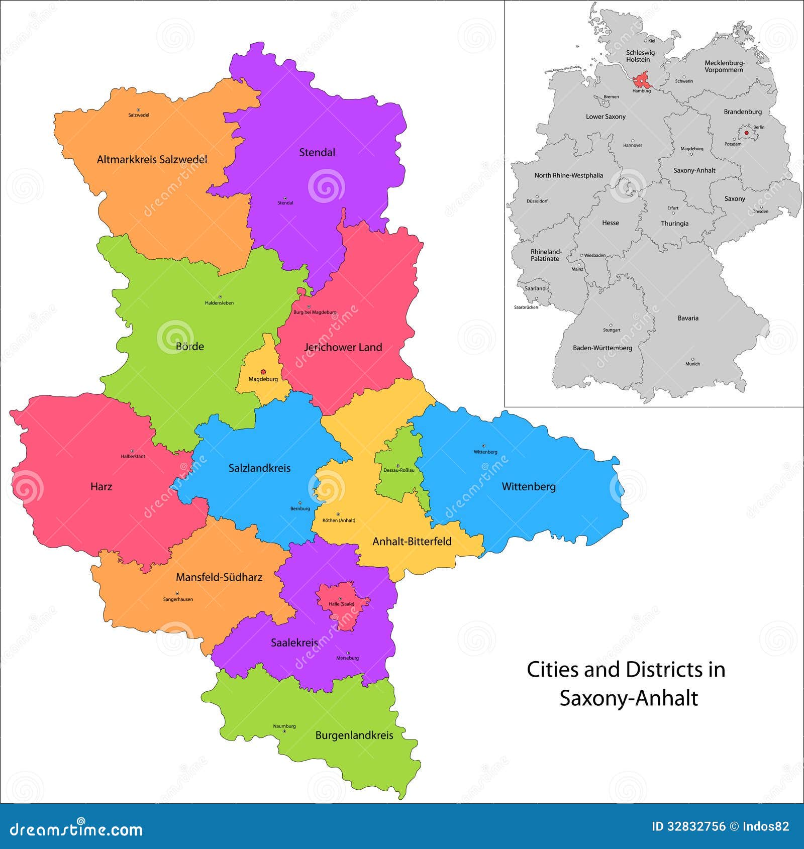  Staat Von Deutschland  Sachsen Anhalt Vektor Abbildung 