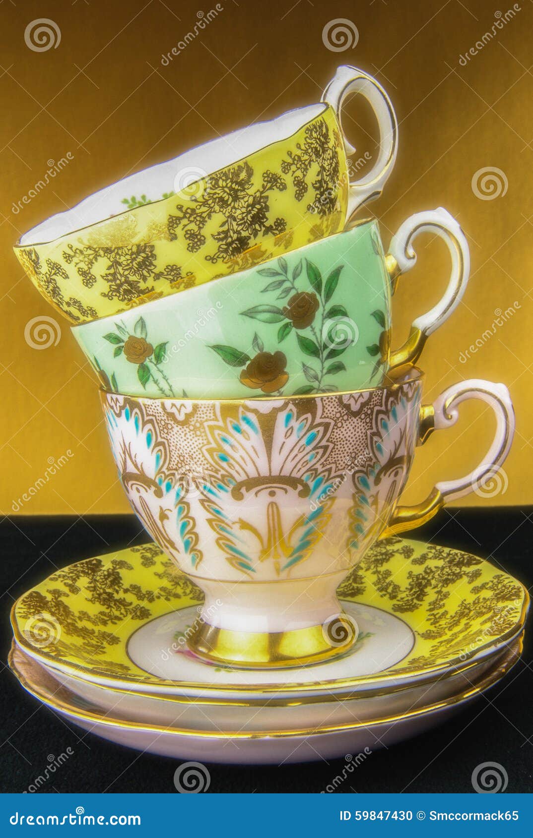 Stack of antique teacups stock photo. Image of teacups 59847430