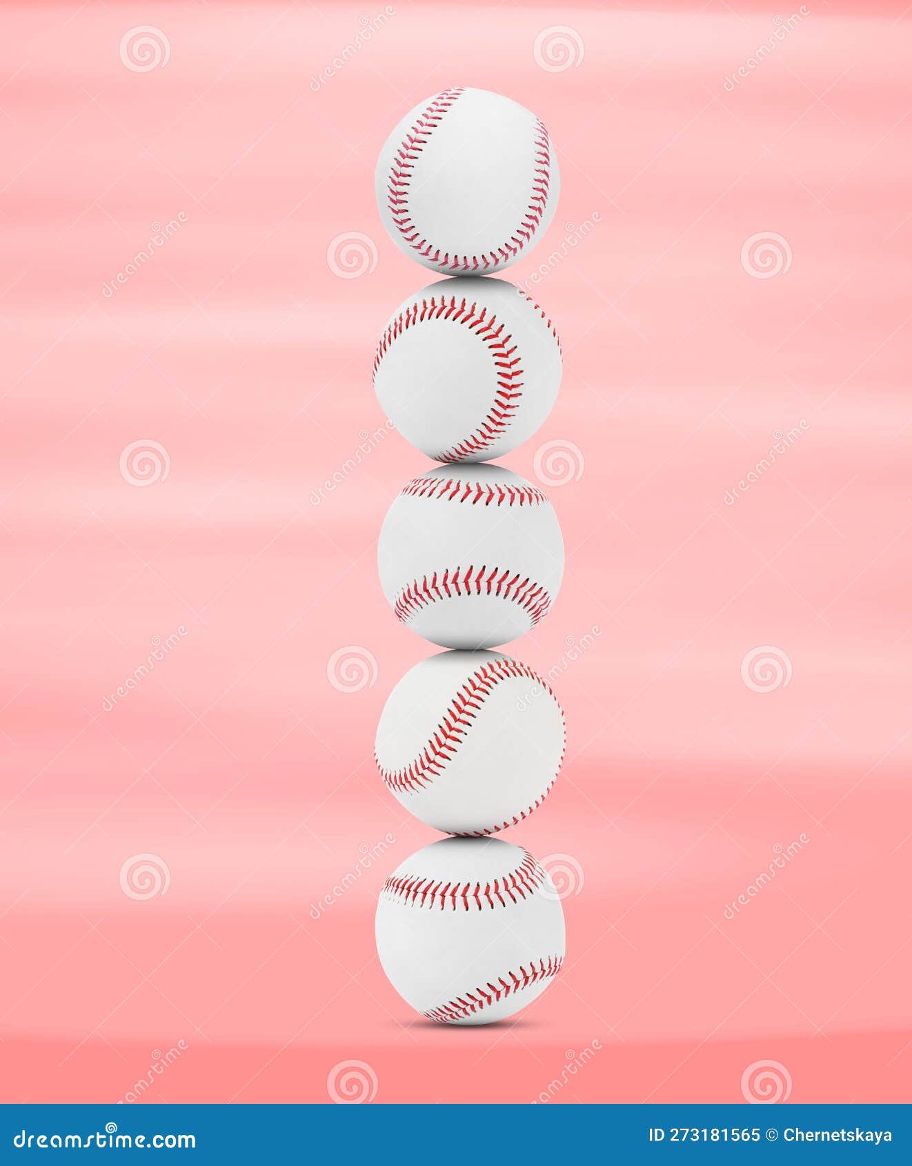 Stack of Baseball Balls on Pink Background Stock Image Image of play