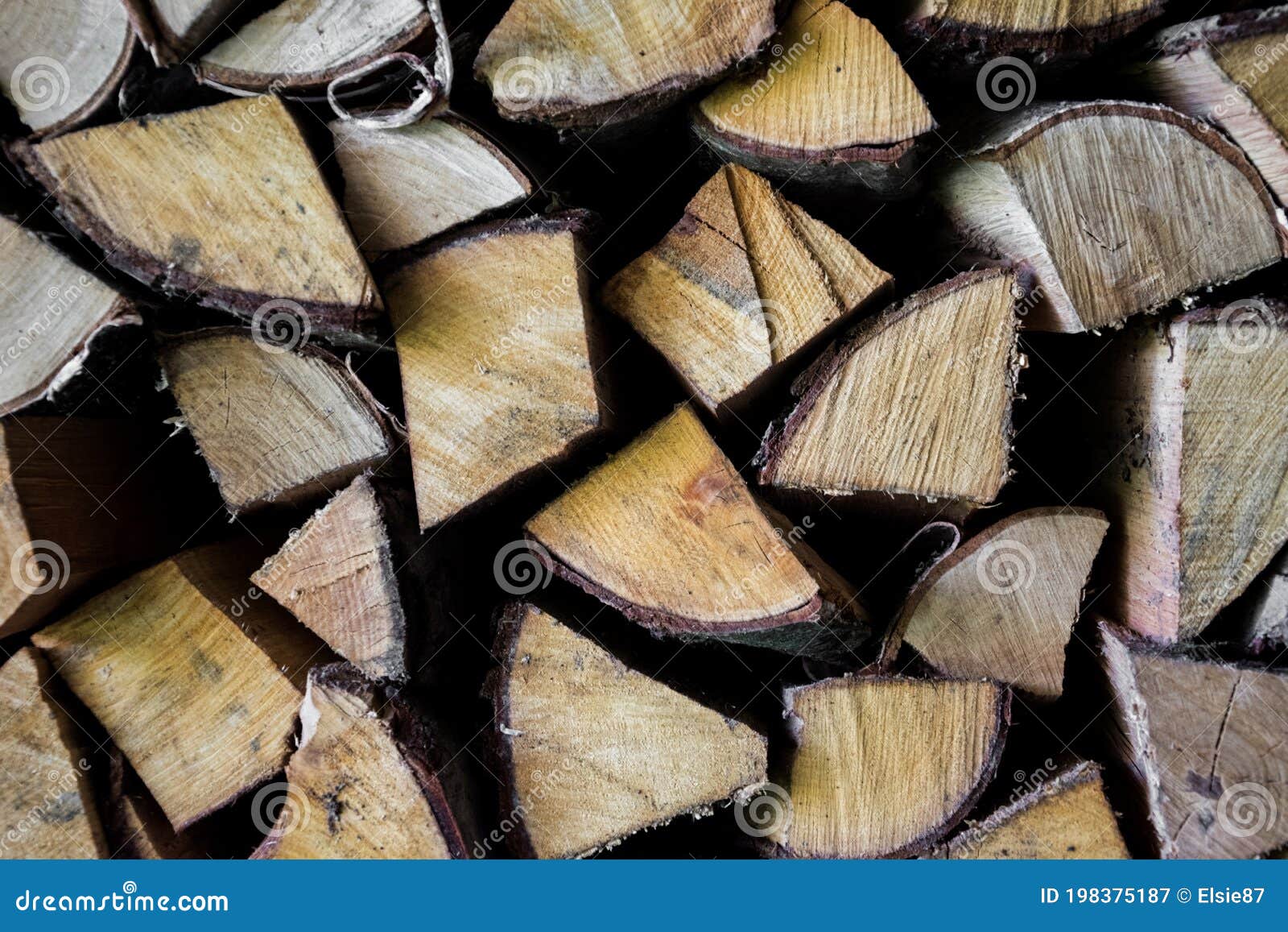 A Stack Of Birch Wood Prepared For Kindling. Ecofriendly And Natural Items Stock Photography