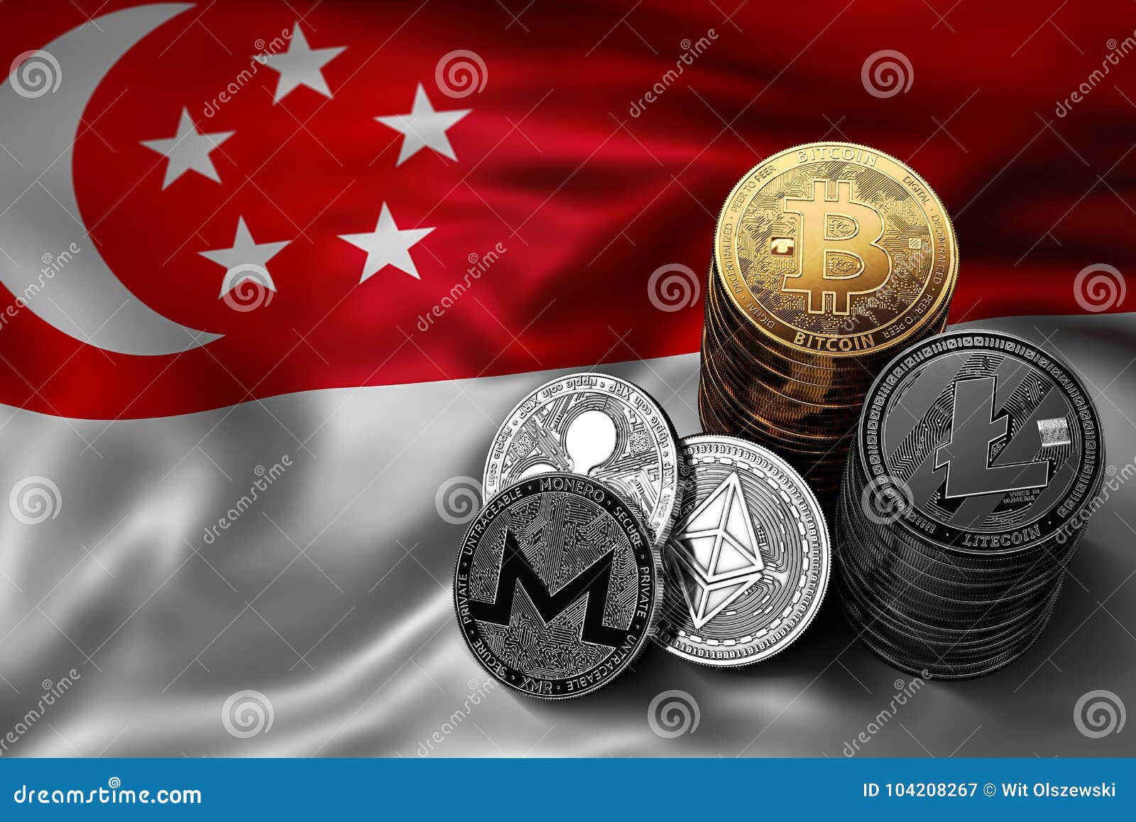 Stack of Bitcoin Coins on Singaporean Flag. Situation of Bitcoin and Other  Cryptocurrencies Editorial Photography - Illustration of cryptocurrency,  banking: 104208267