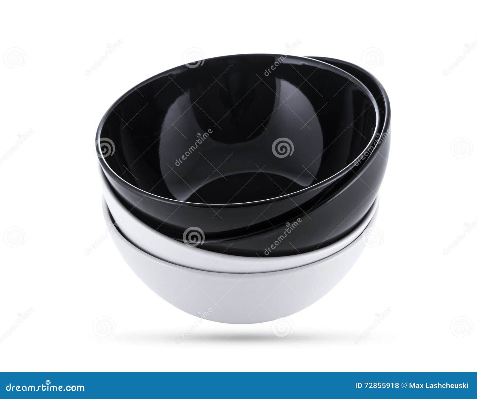 Stack of Black and White Bowls Isolated Stock Photo Image of