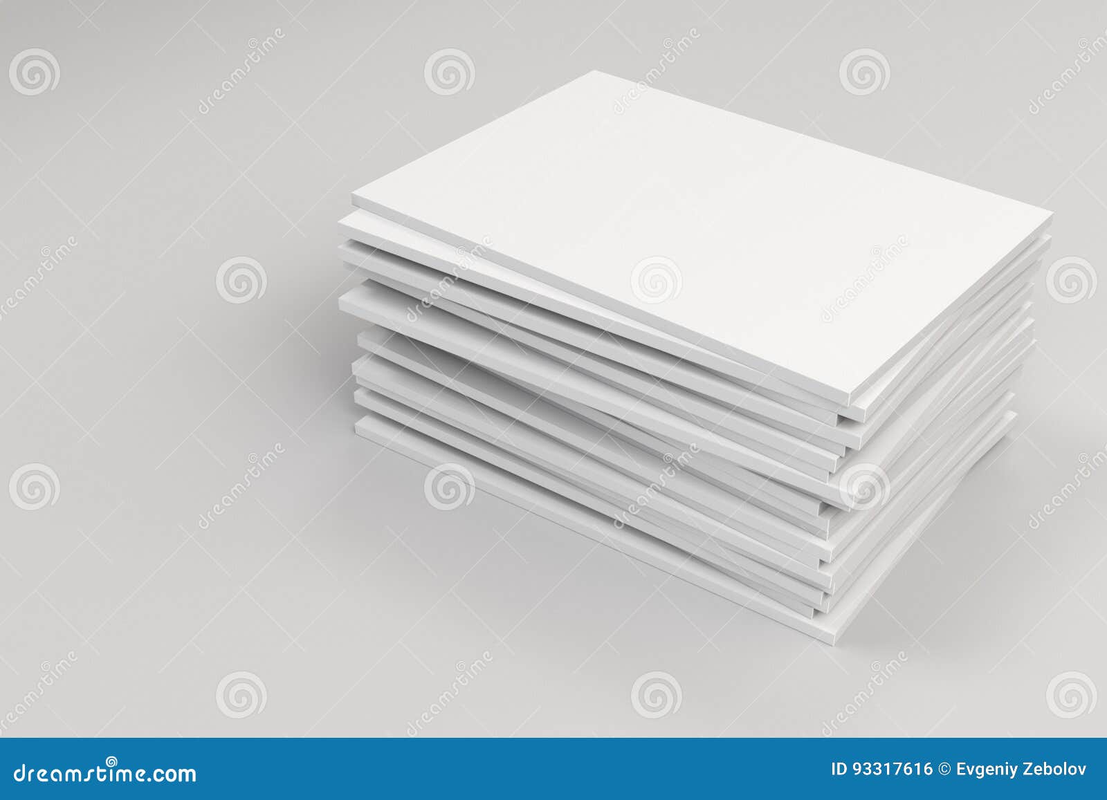 Stack Of Blank White Closed Brochure Mock Up On White Background