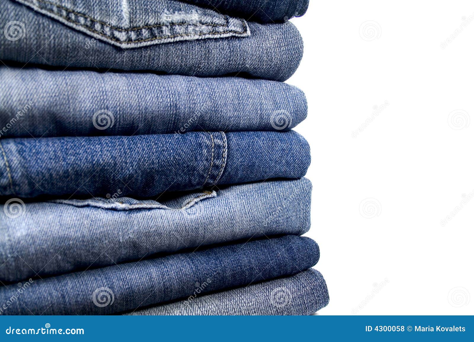 Stack of blue jeans stock photo. Image of personal, tissue - 4300058