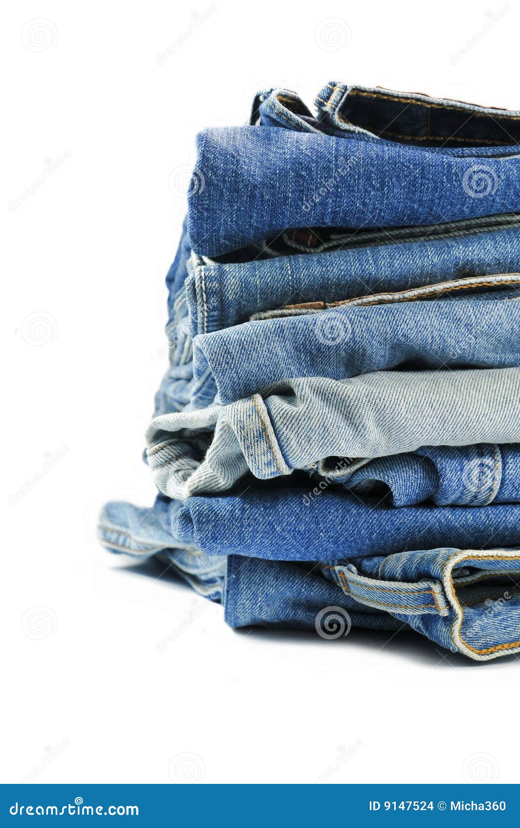 Stack of blue jeans stock photo. Image of texture, urban - 9147524