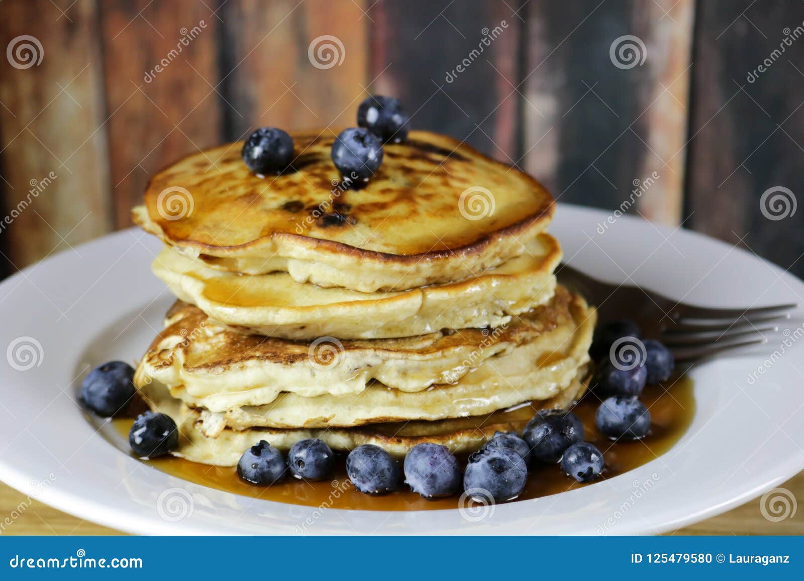 Stack of Blueberry Pancakes with Maple Syrup Stock Photo Image of