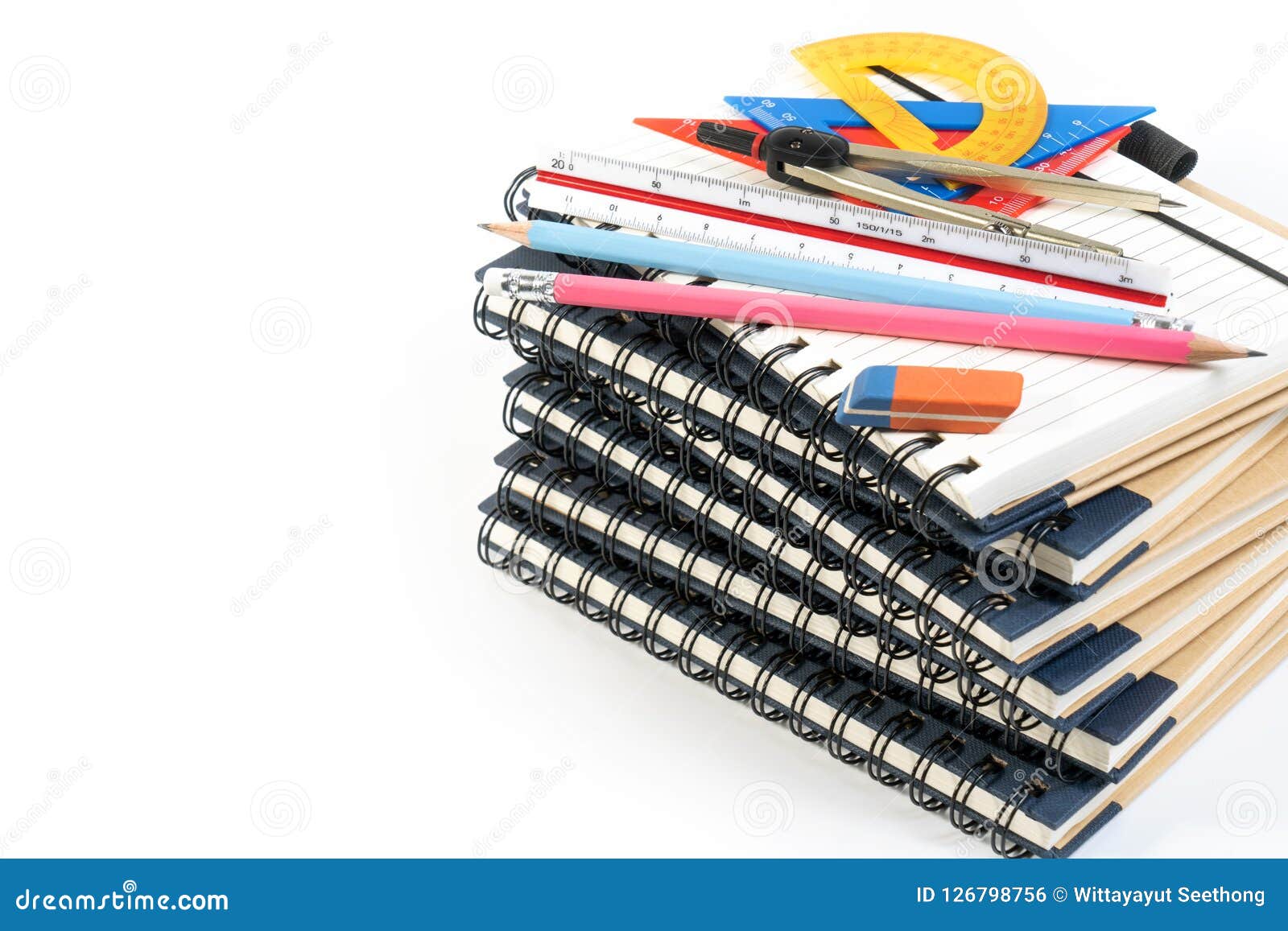 Stack of Book, Office Mathematics Education Class with Math Supplies