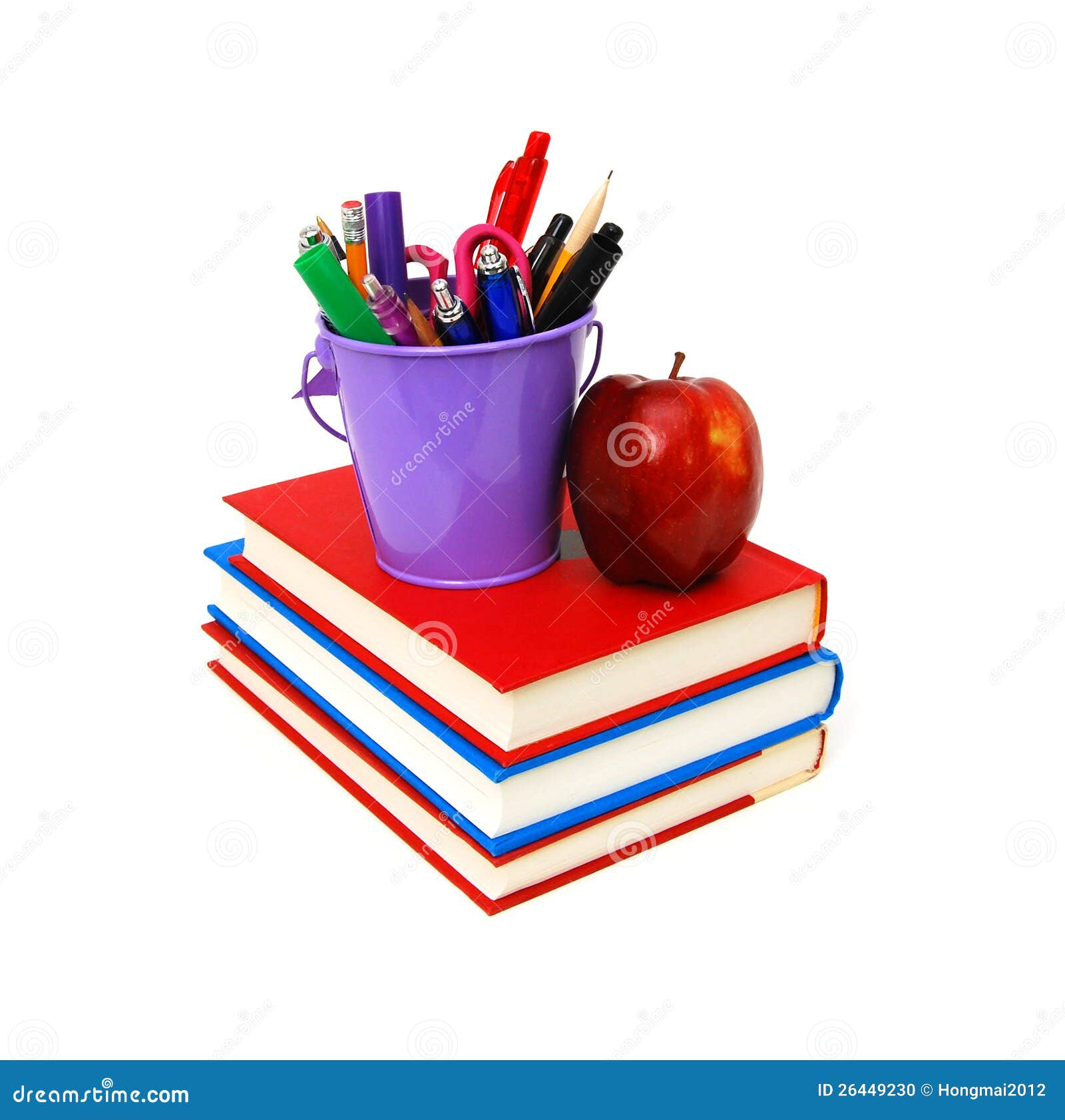Stack of books and apple stock photo. Image of black 26449230