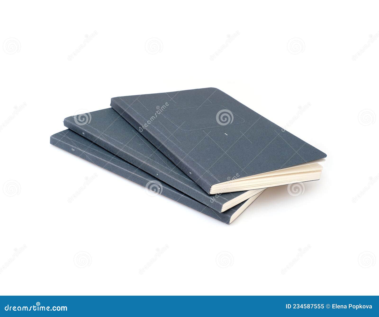 Stack of Books in Colour Covers with White Sheets Isolated on a White
