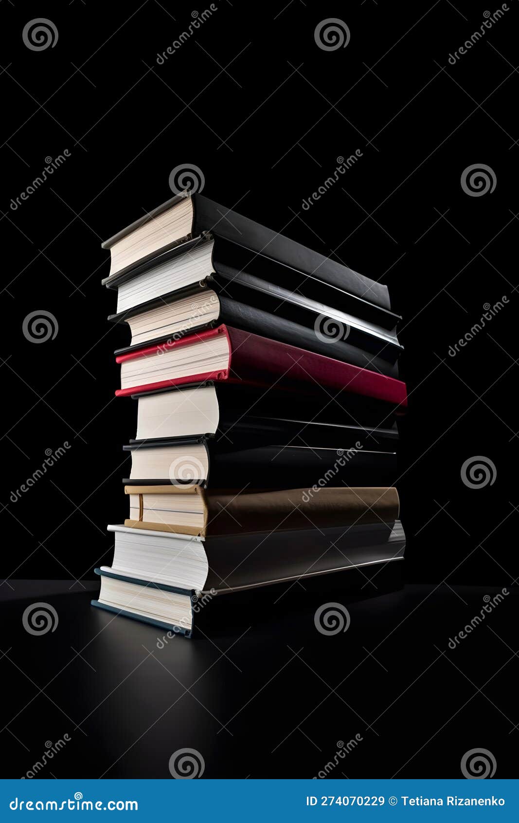stack of books  on black background. back to school and education learning concept. generative ai