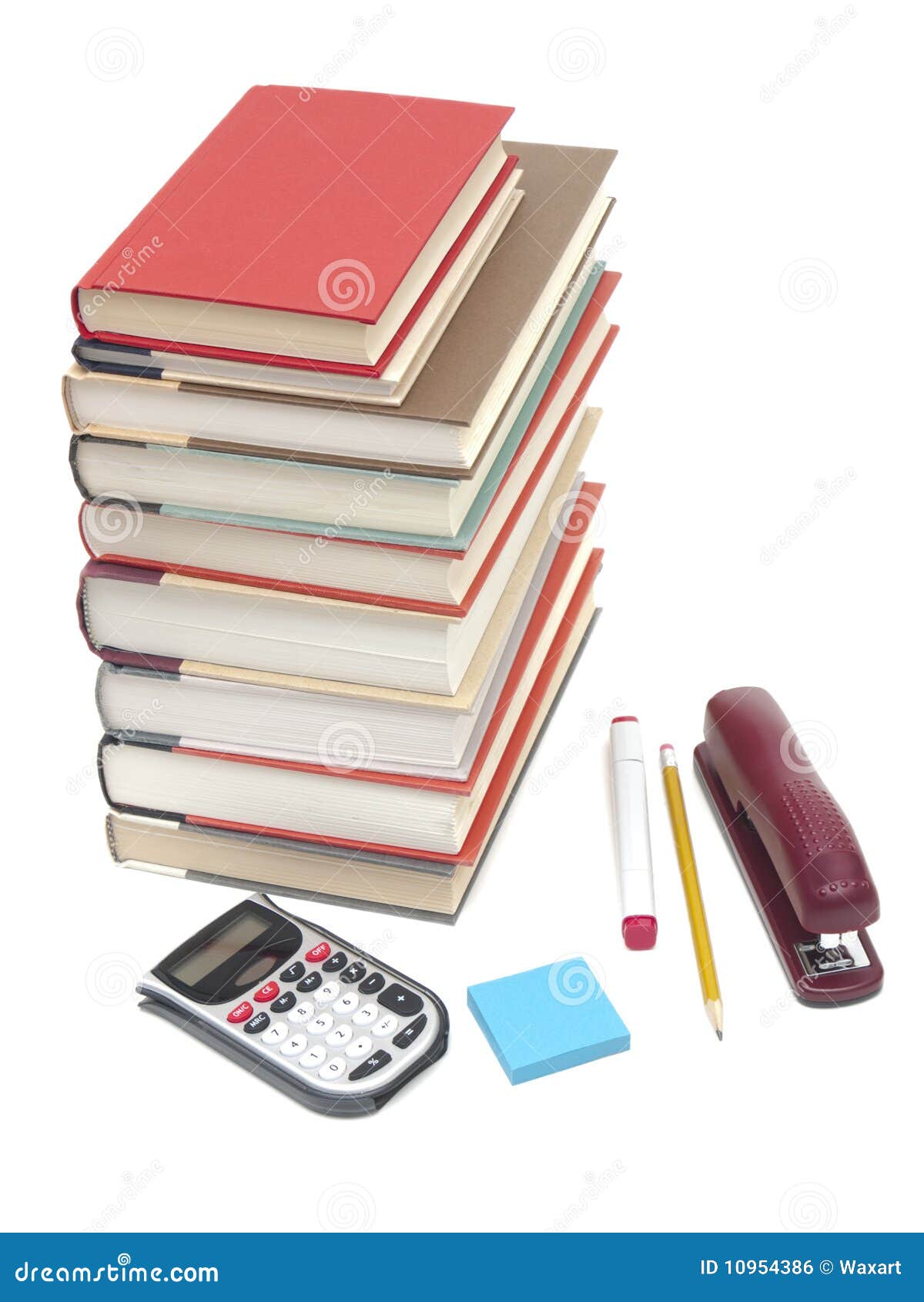 Stack of Books and School Supplies Stock Photo Image of books