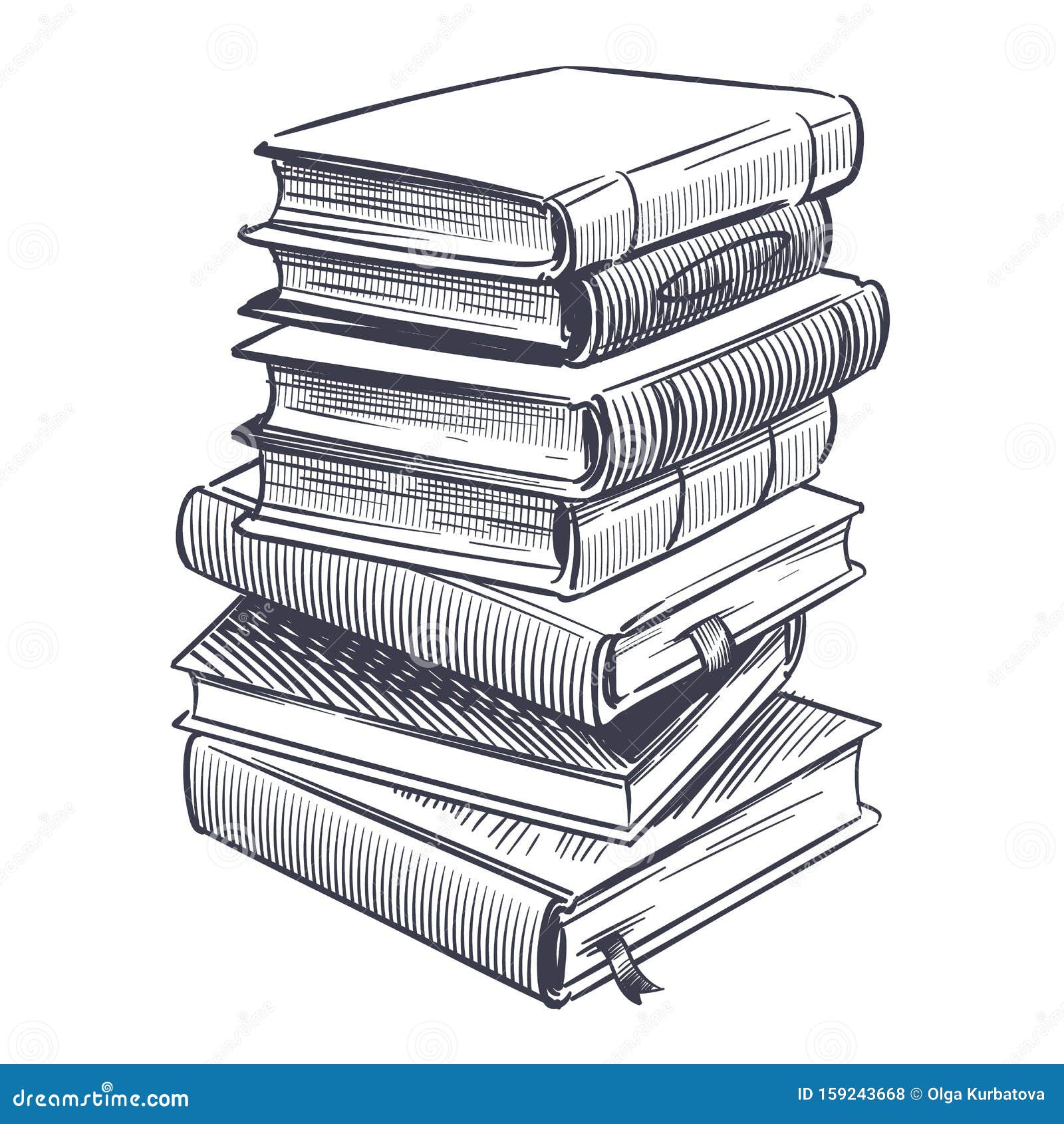 Sketch - blank open book and stack books Vector Image