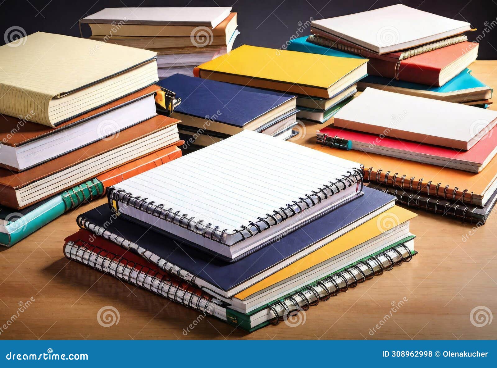 a stack of books on a white background. books on the tables in the university library.