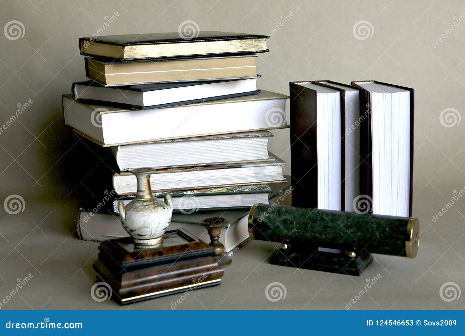 Stack of Books in the Workplace Stock Image - Image of stack, learn