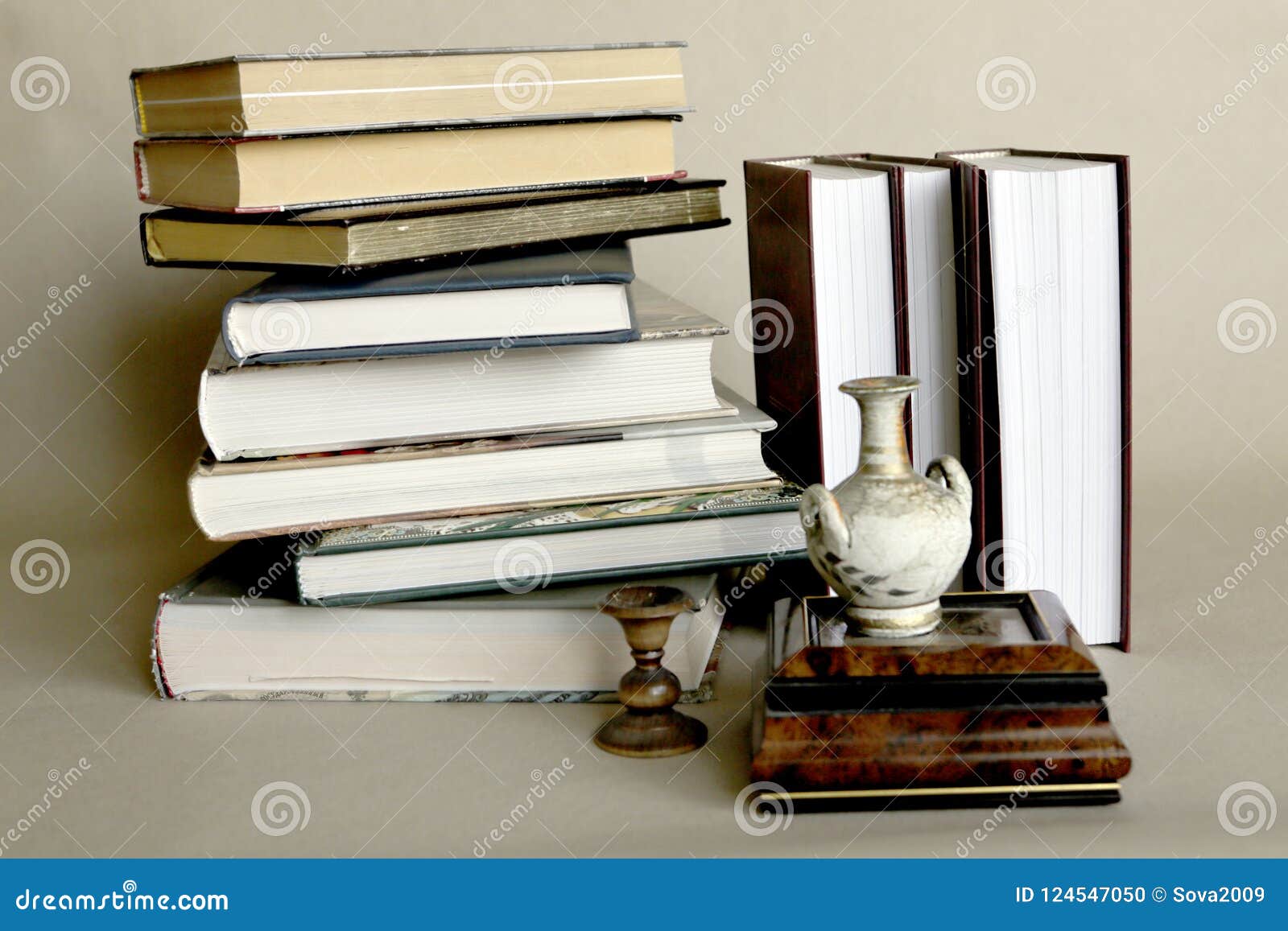 Stack of Books in the Workplace Stock Photo - Image of instruct