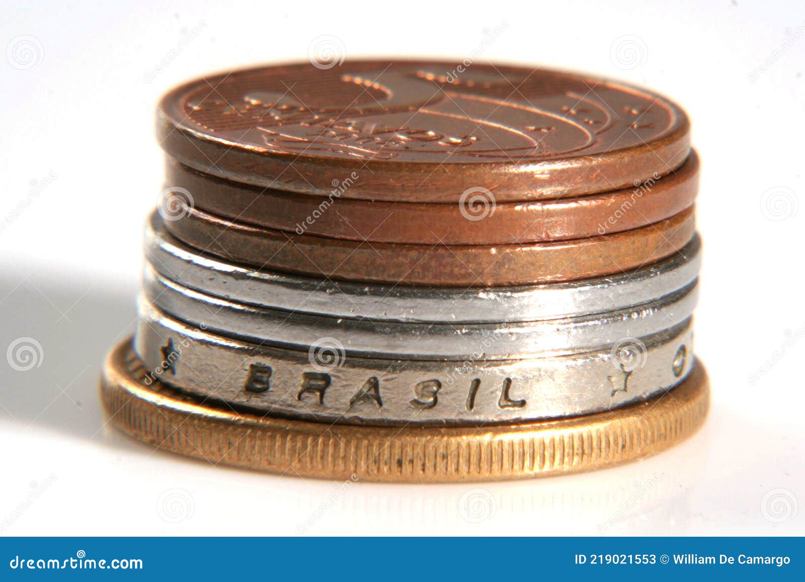 stack of brazilian real coins.  for economy