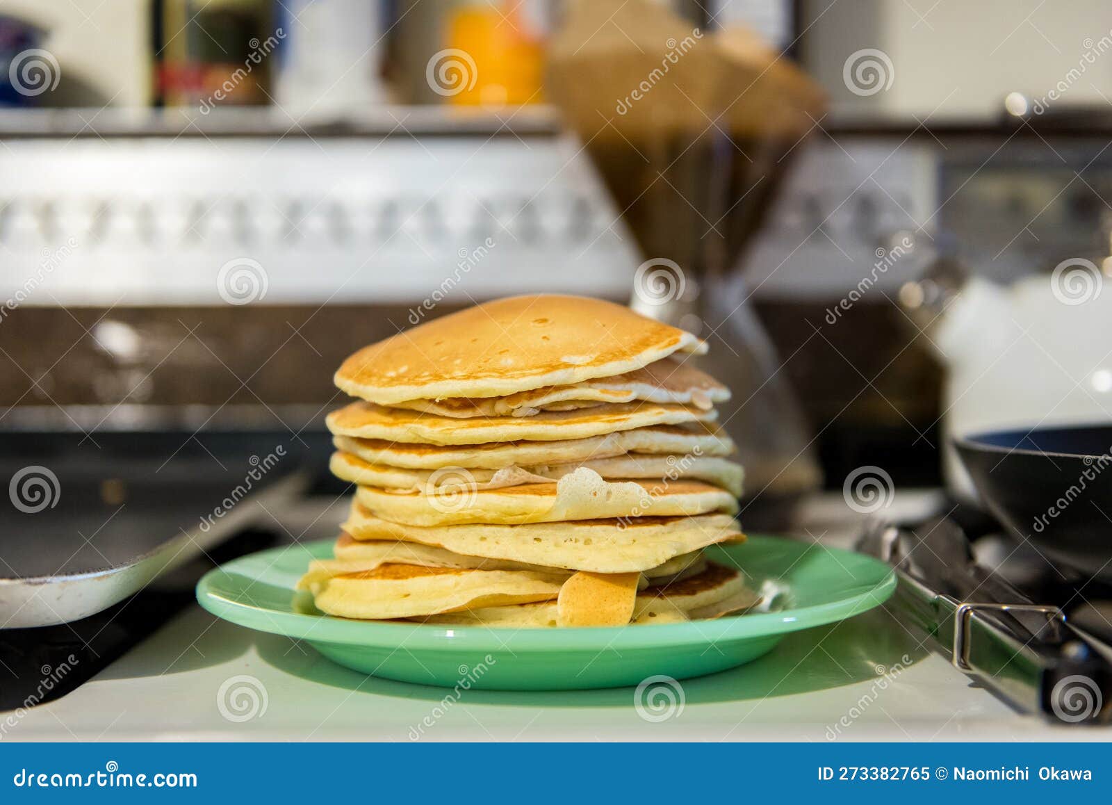 Stack of Buttermilk Pancake on Kitchen Stove Stock Image Image of