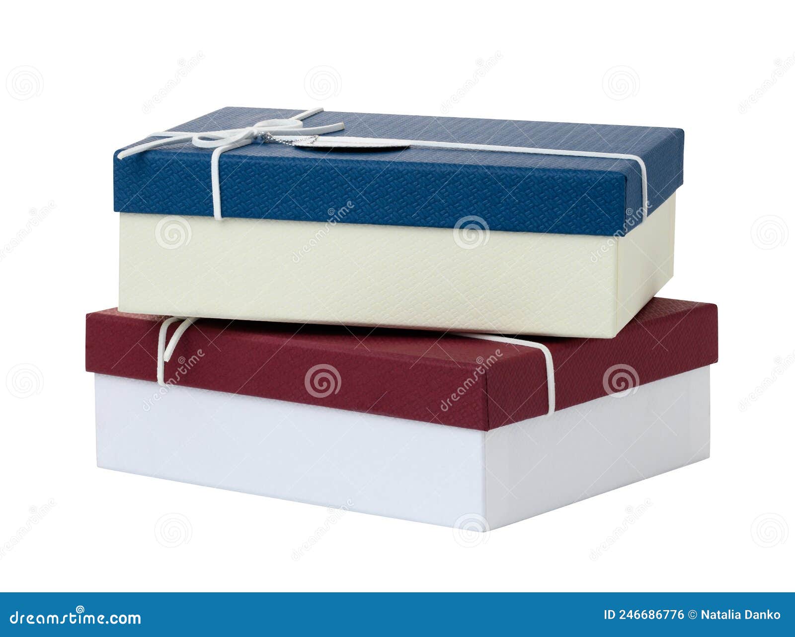 Stack of Cardboard Gift Boxes with Lids Isolated on White Background