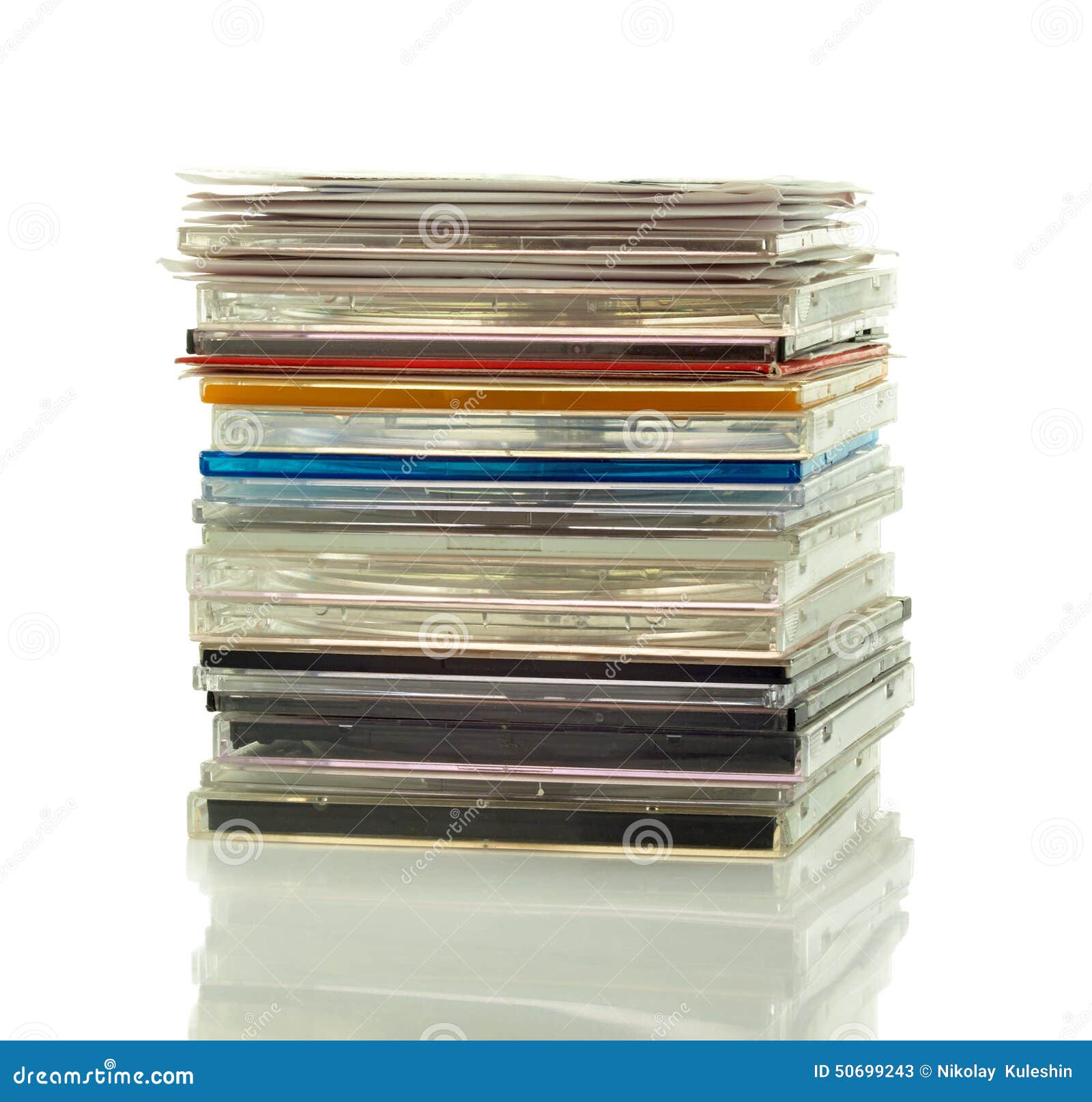 Stack of CDs in boxes stock image. Image of objects, white - 50699243