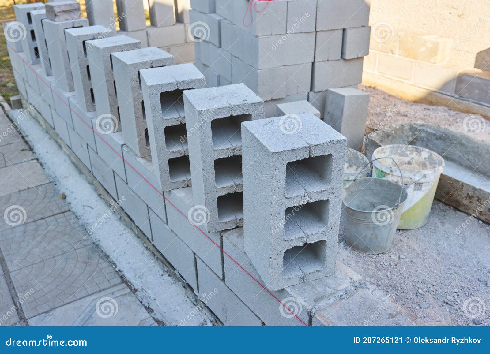 Stack of Cement Blocks at the Construction Site Stock Image Image of