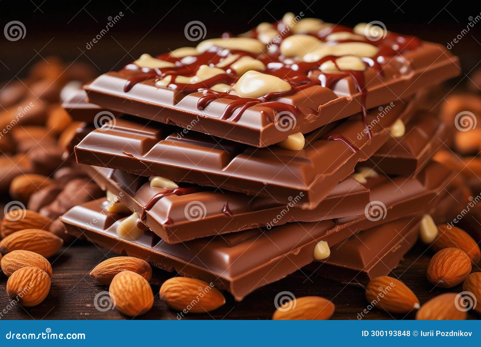 Stack of Chocolate Bars with Almonds Stock Photo Image of chocolate