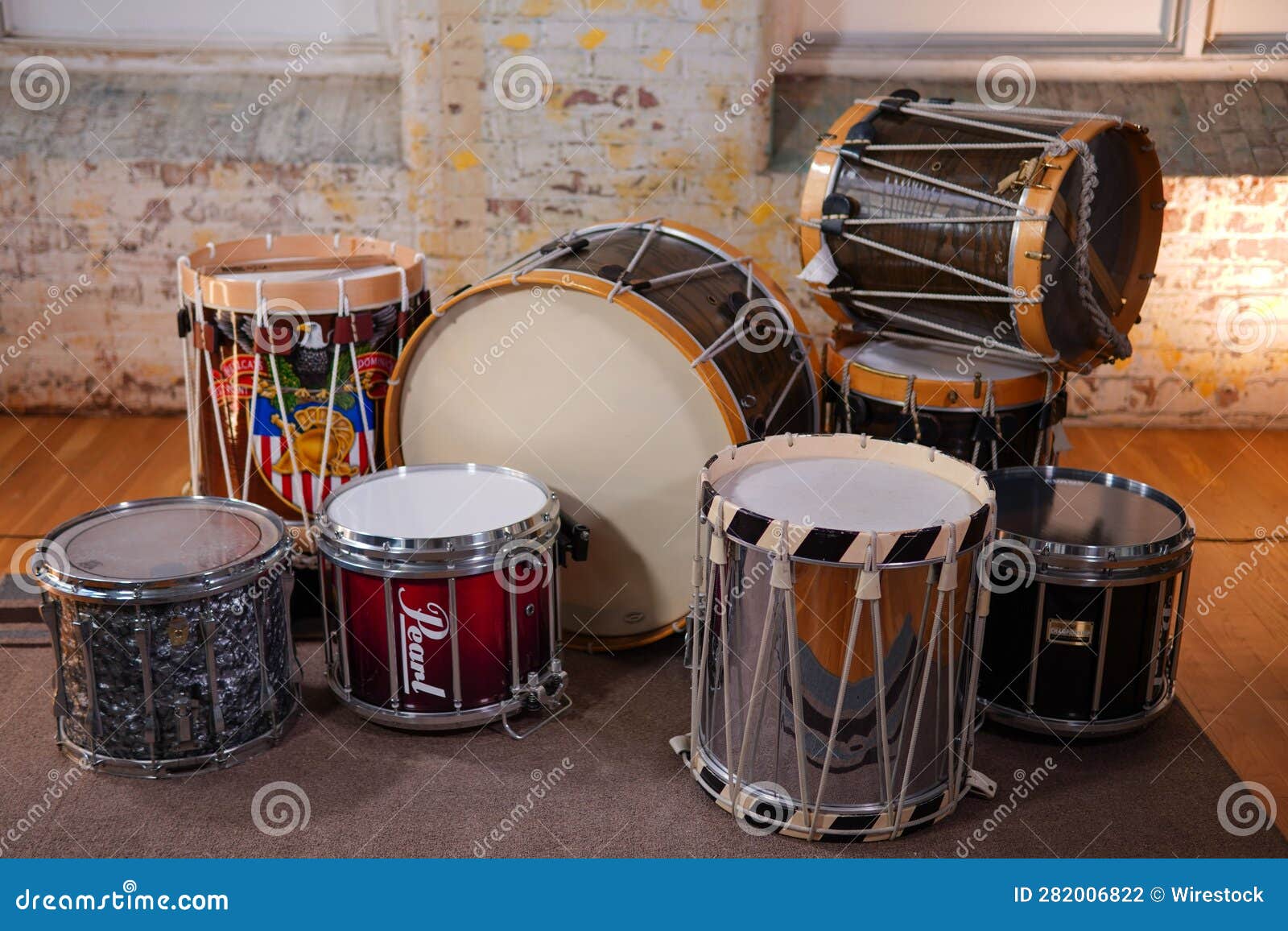 Stack of Classic Wooden Drums Stock Photo Image of blended, blotched