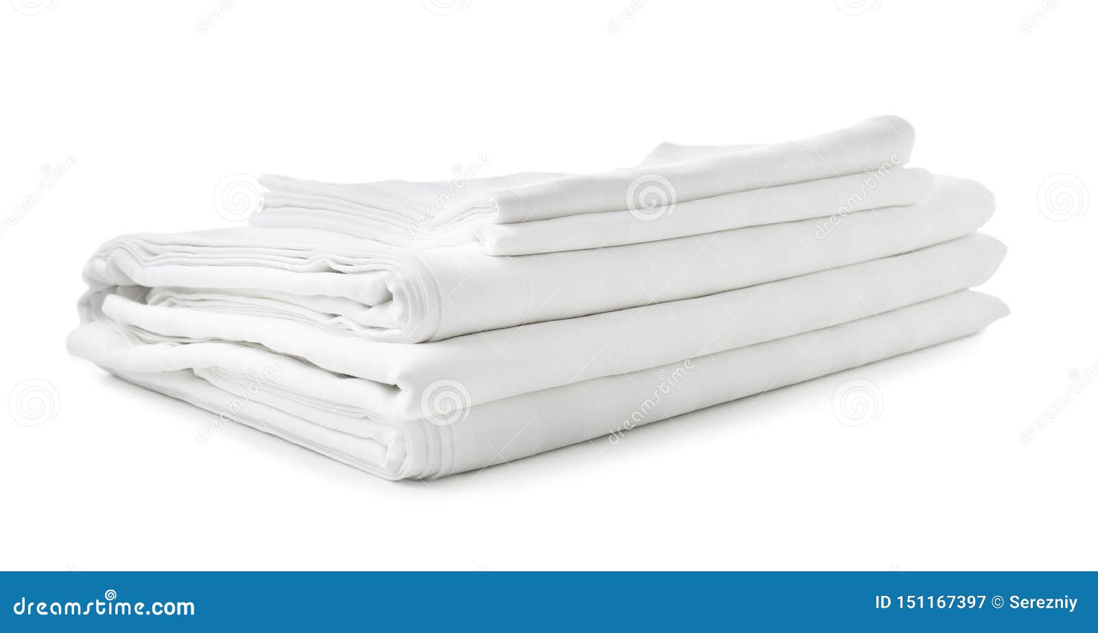 Stack of Clean Bed Sheets on White Background Stock Image Image of