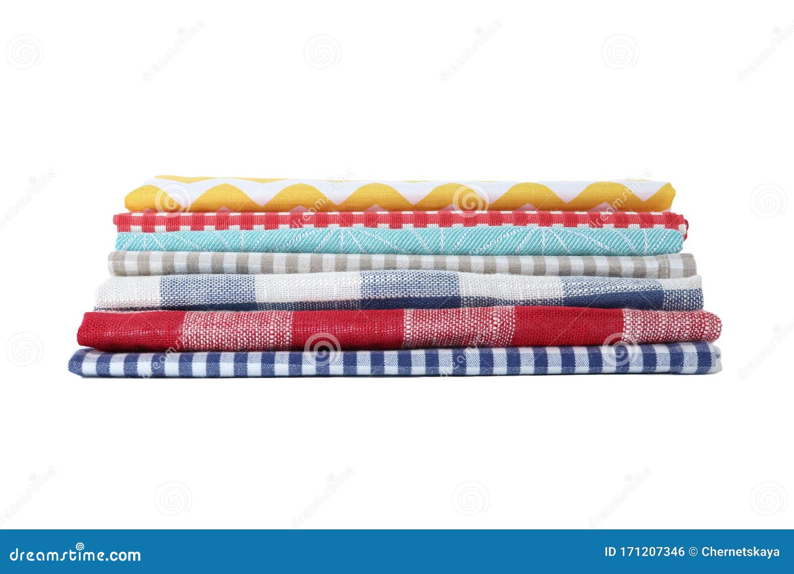 Stack of Clean Kitchen Towels Isolated Stock Photo Image of texture