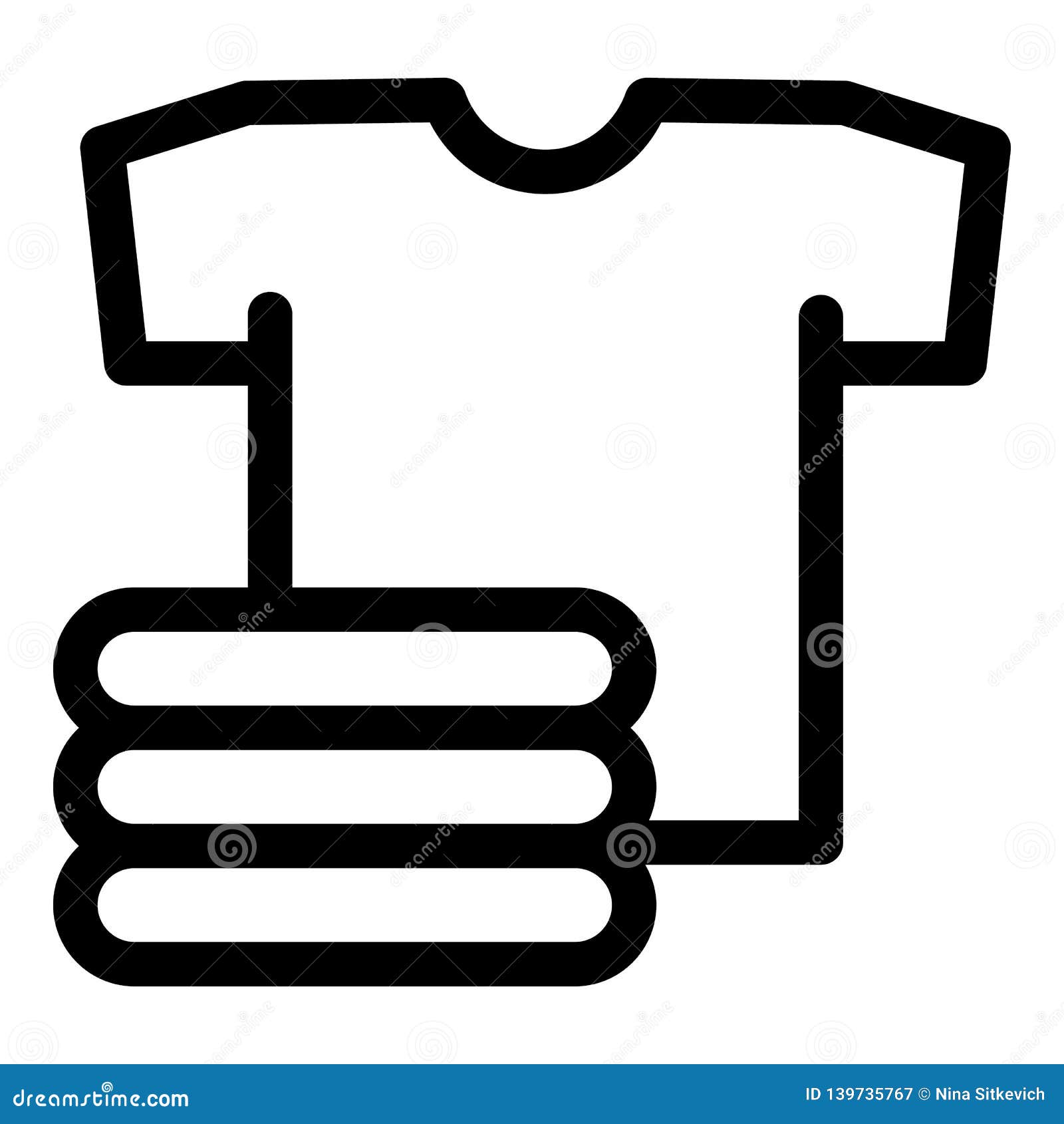 Stack of Clean Tshirt Icon, Outline Style Stock Vector - Illustration ...