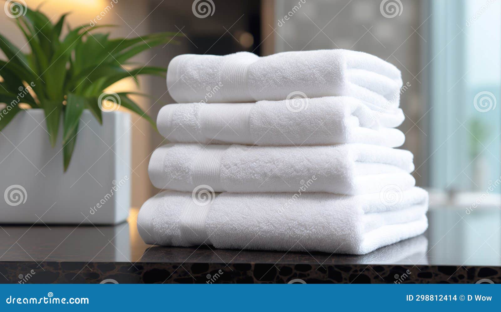 Stack of Clean White Towels in the Bathroom Stock Photo Image of