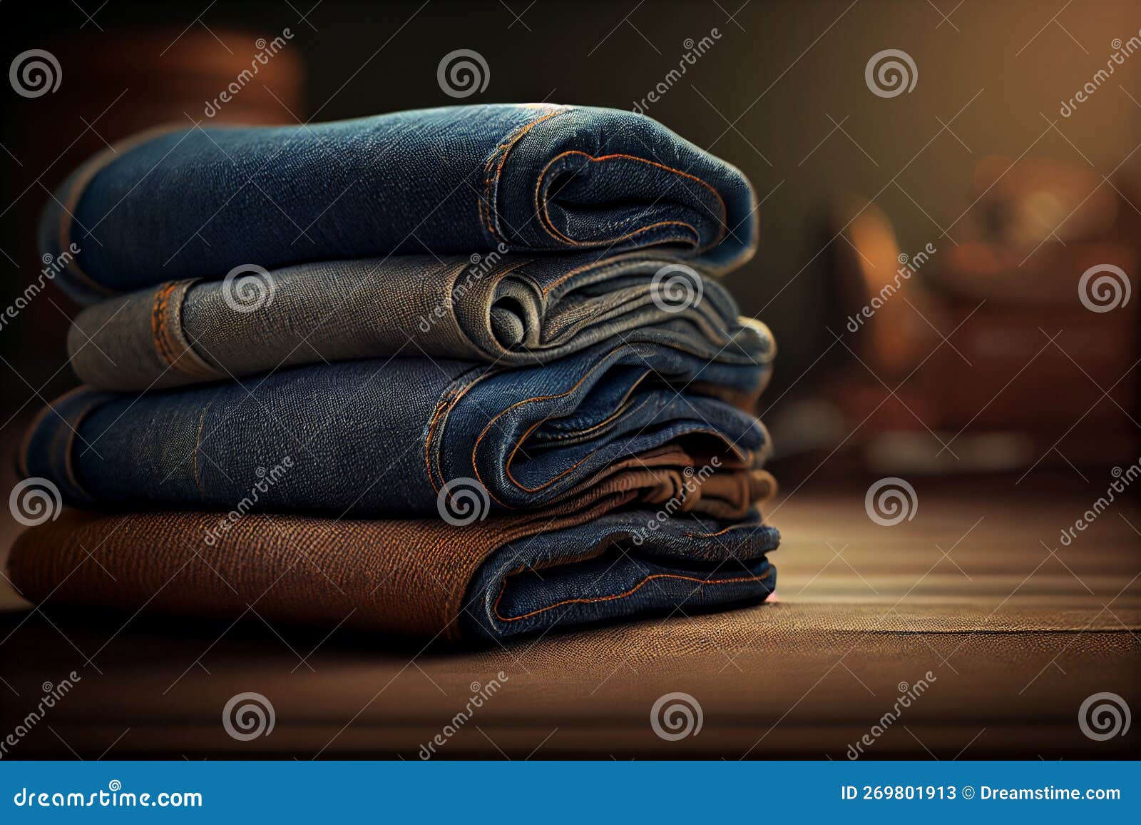 Stack of Clothes Empty Copy Space, Copy Space for Text, Generative AI ...