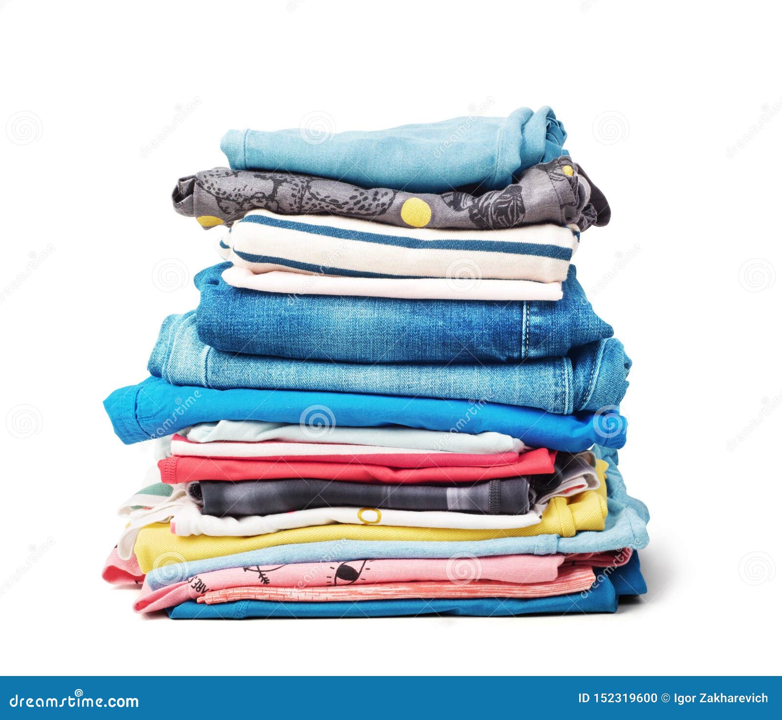 Stack of clothes isolated stock photo. Image of clean - 152319600