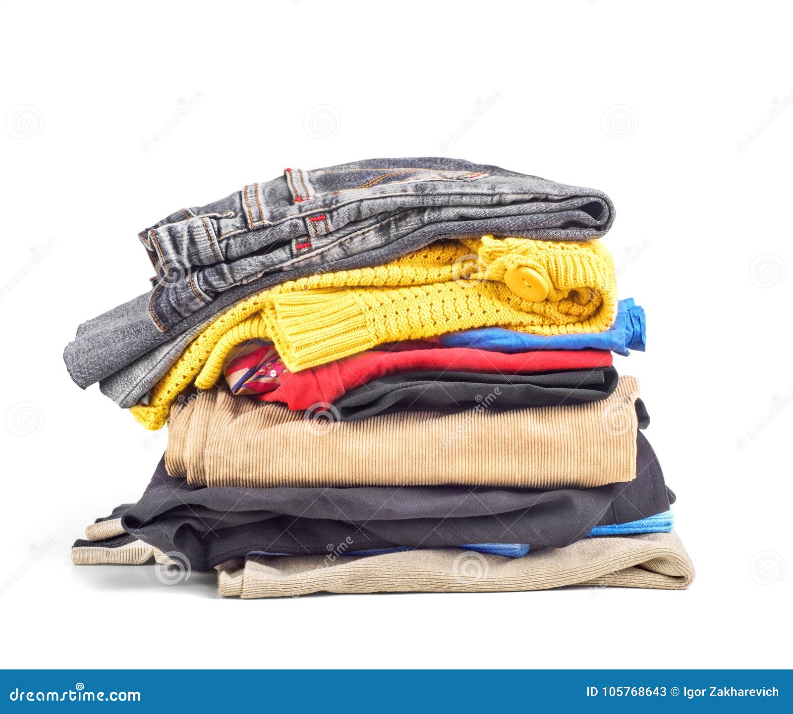 Stack of Clothes Isolated on a White Background Stock Image - Image of ...