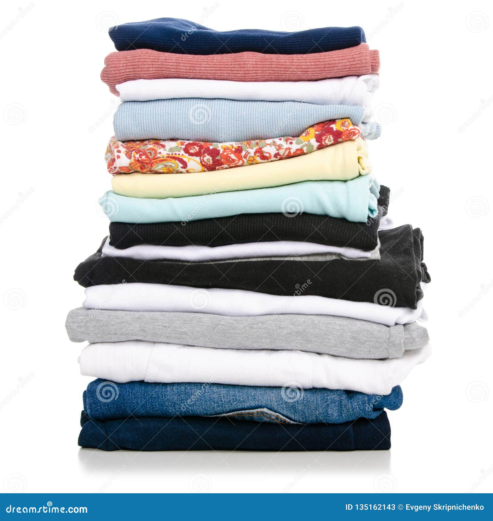 A Stack of Clothes Jeans T-shirt Shirt Stock Image - Image of clothing ...