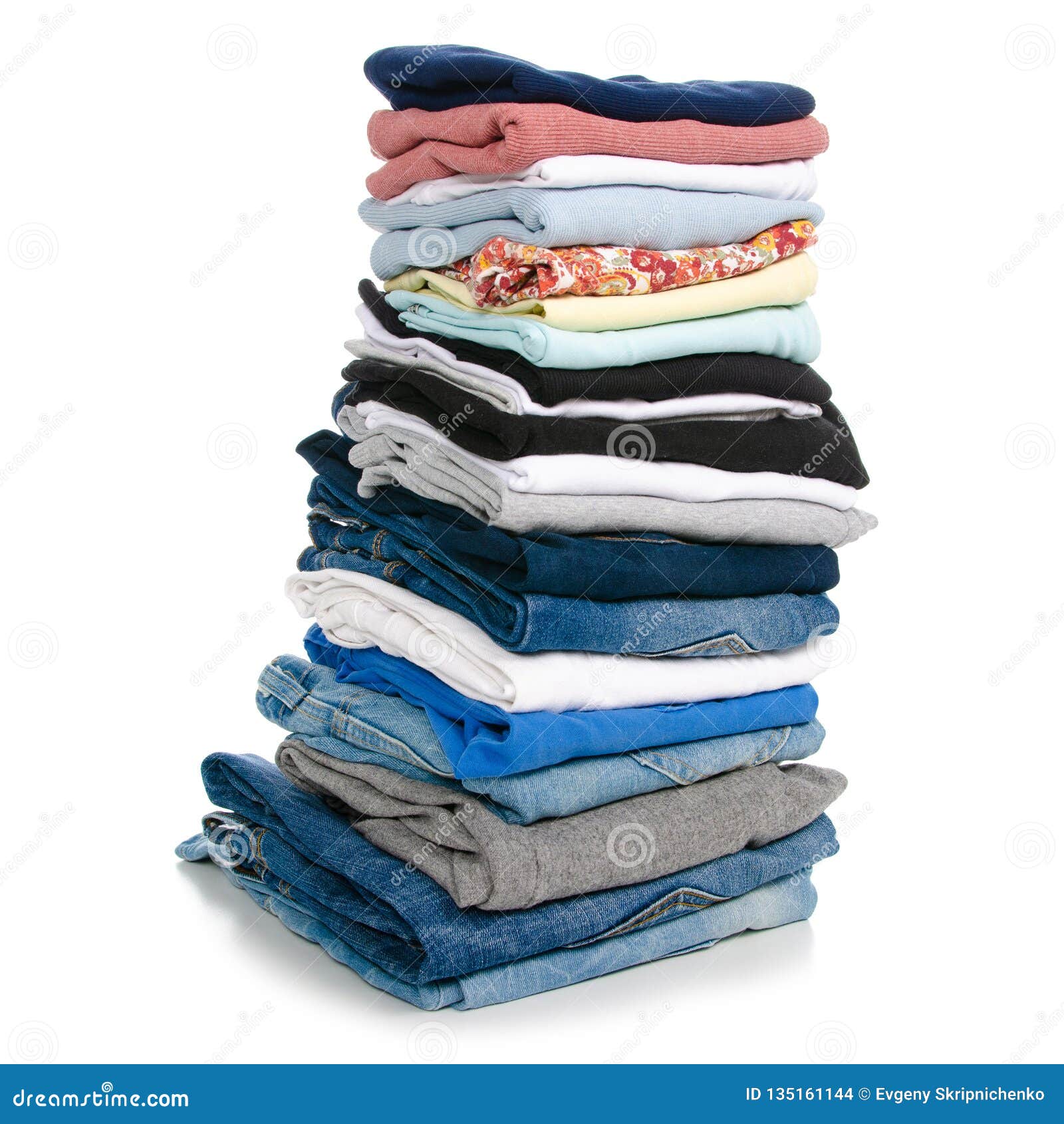 A Stack of Clothes Jeans T-shirt Shirt Stock Photo - Image of casual ...