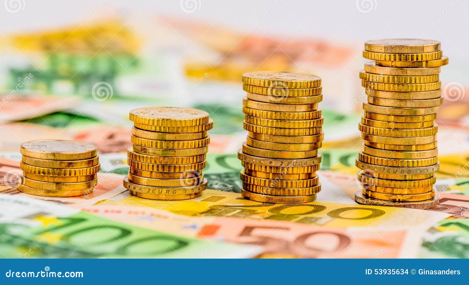 Stack coins, rising curve stock photo. Image of copyspace ...