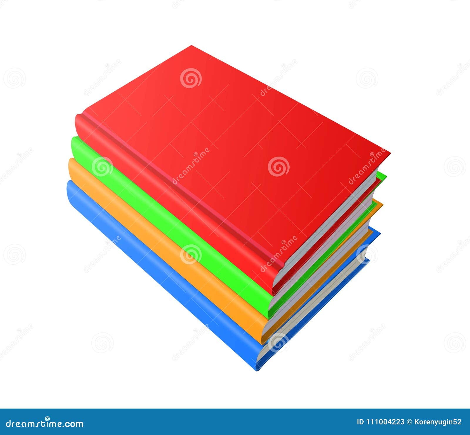 Stack of Color Books on White Background, 3d Illustration Stock ...