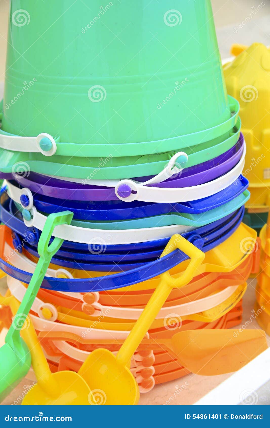 Stack of Colored Beach Pails Stock Image Image of blue, canada 54861401