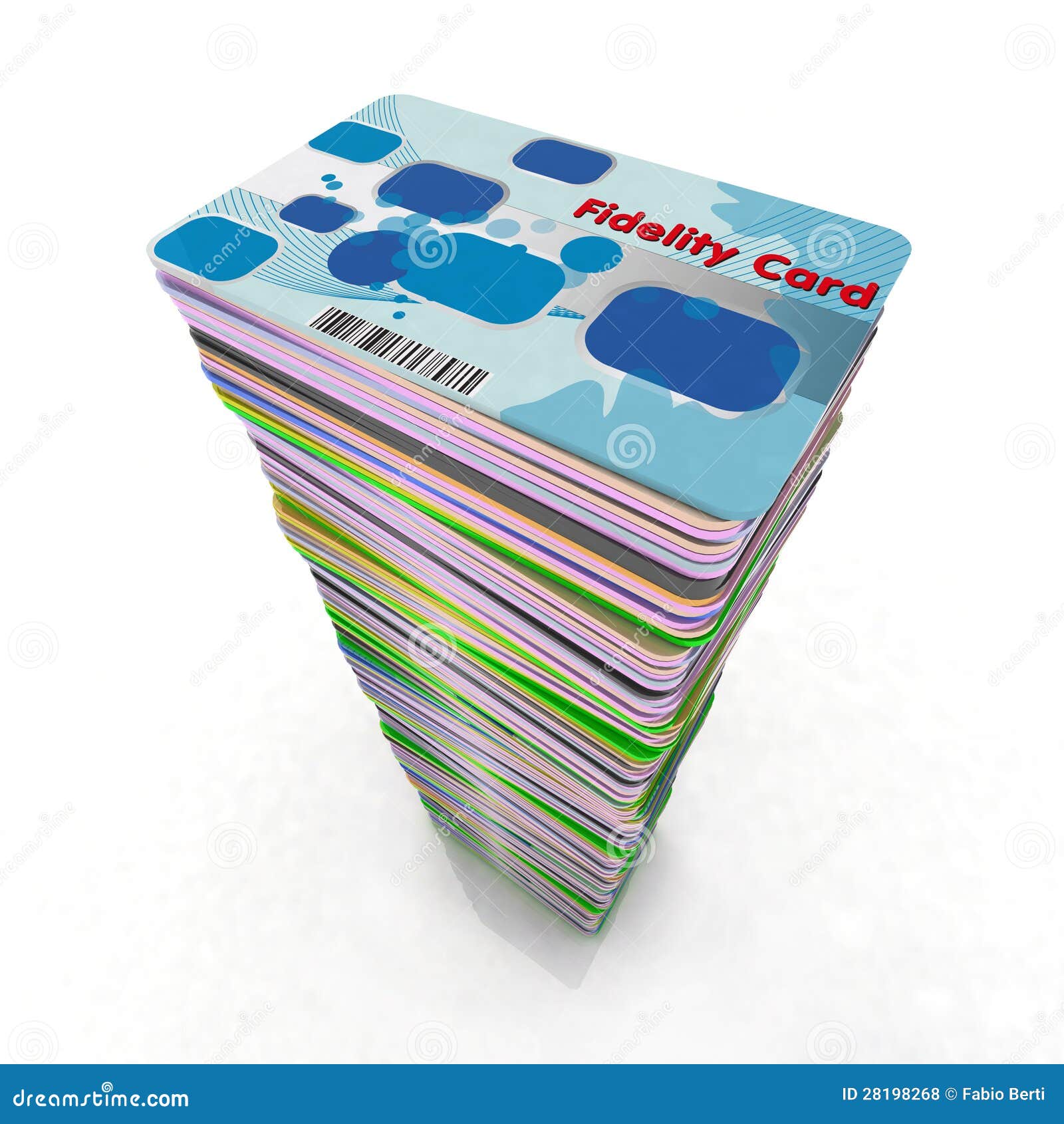 stack of colored fidelity cards