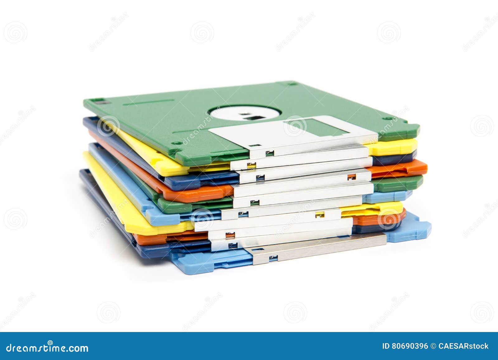 stack of colored floppy disks