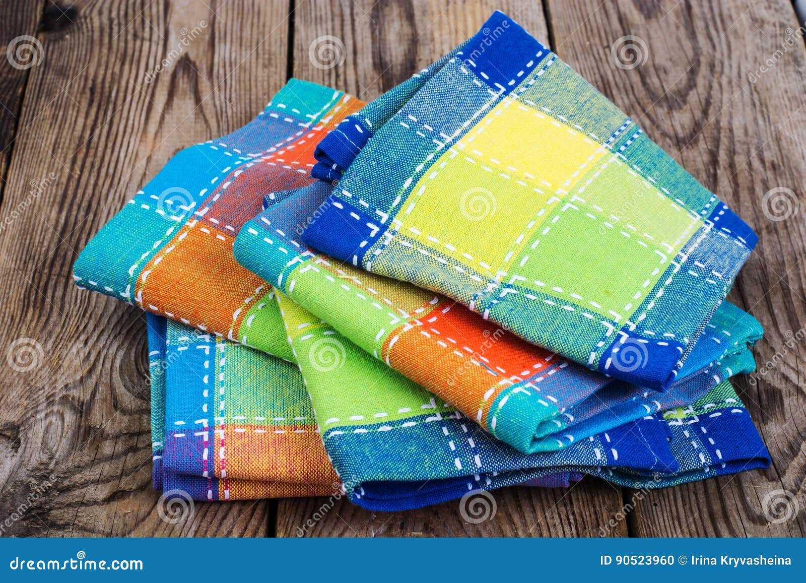 Stack of Colored Kitchen Towels in Box Stock Photo Image of