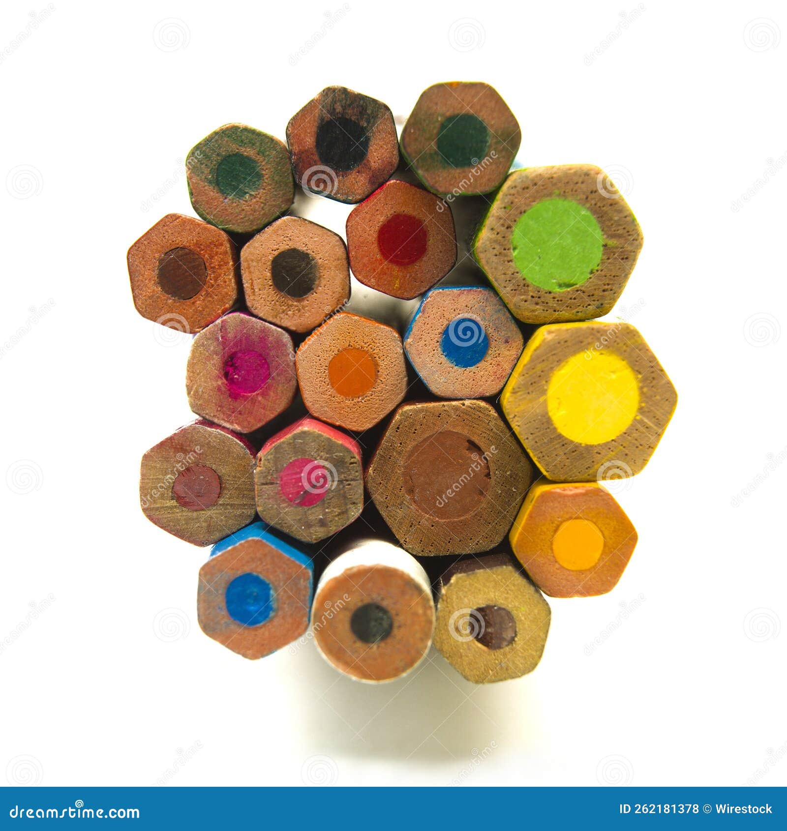 Stack of Colored Pencils on White Background Stock Photo Image of