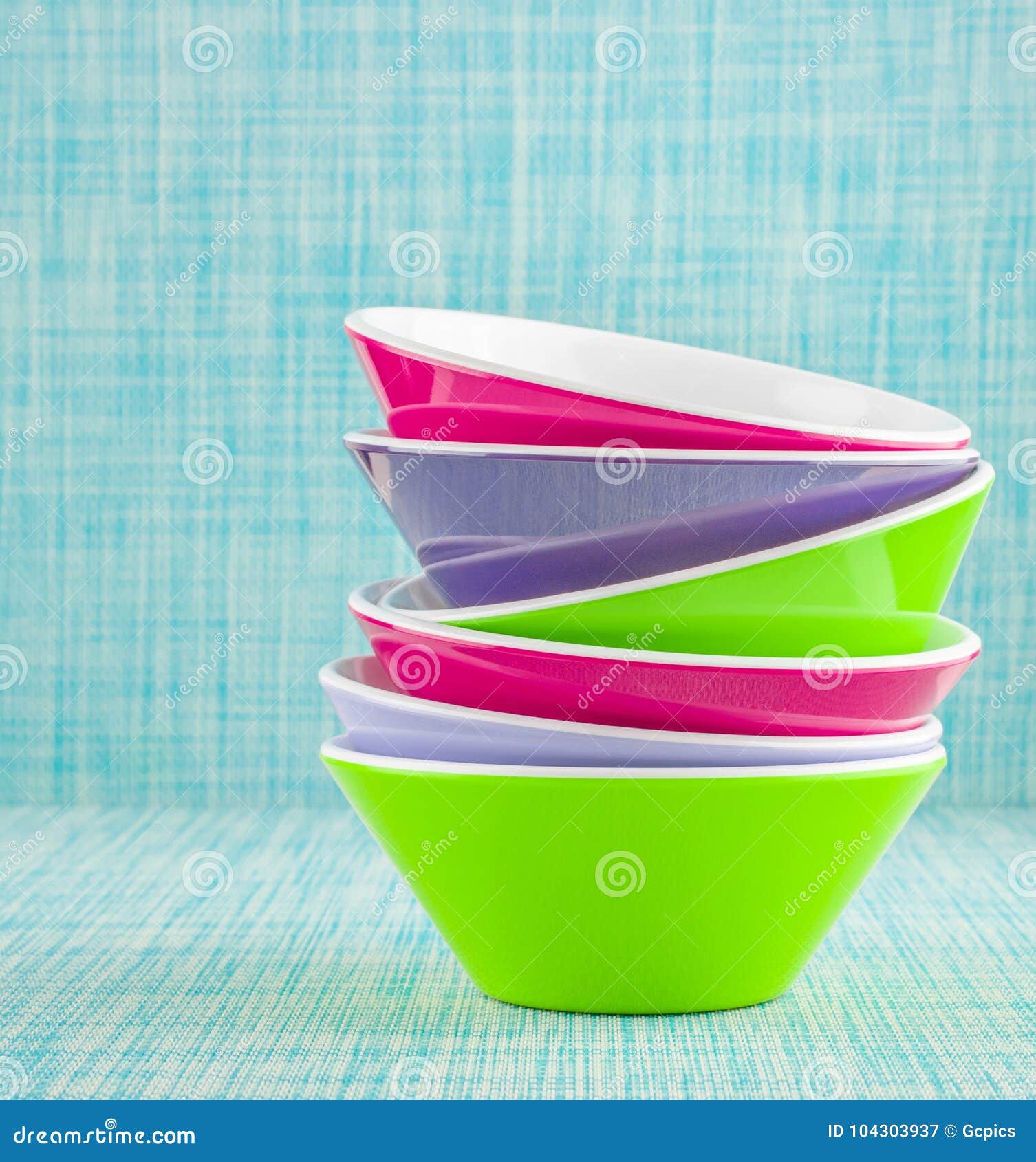 A stack of colorful bowls stock image. Image of green 104303937