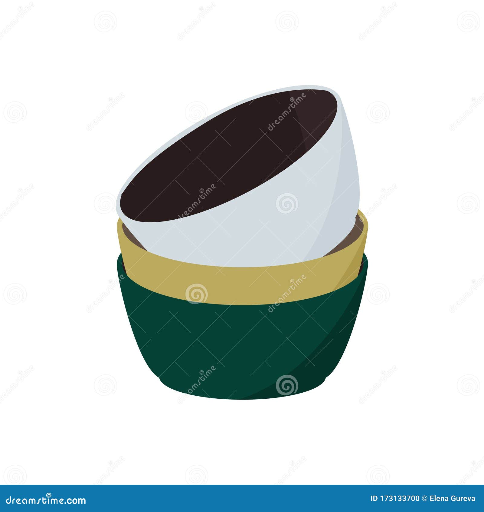 Stack of Colorful Bowls Vector Illustration. Isolated on White