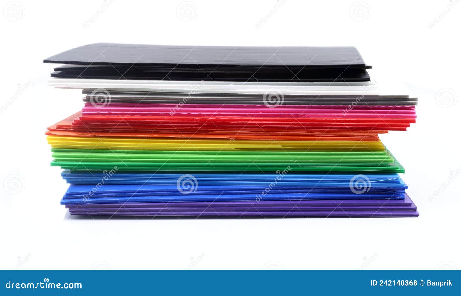 Stack of Colorful Corrugated Plastics Isolated on White Background