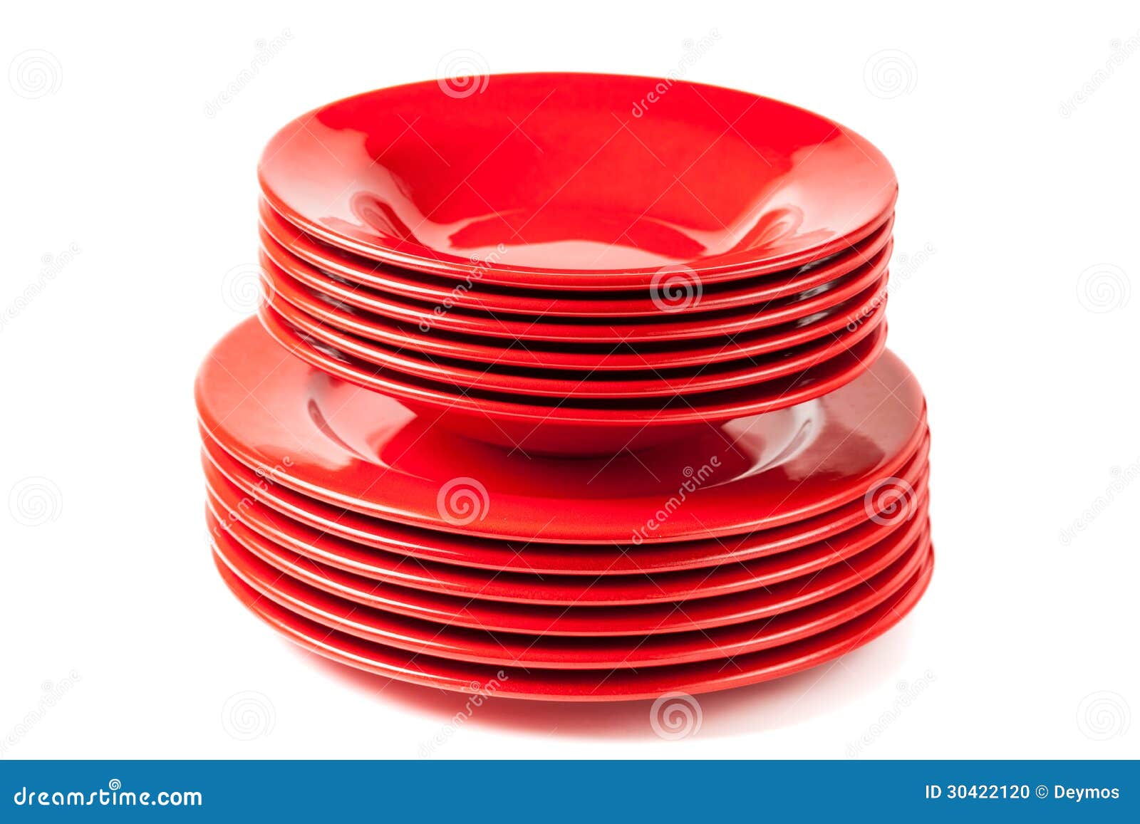 Stack of Colorful Red Ceramics Plates Stock Photo Image of clean