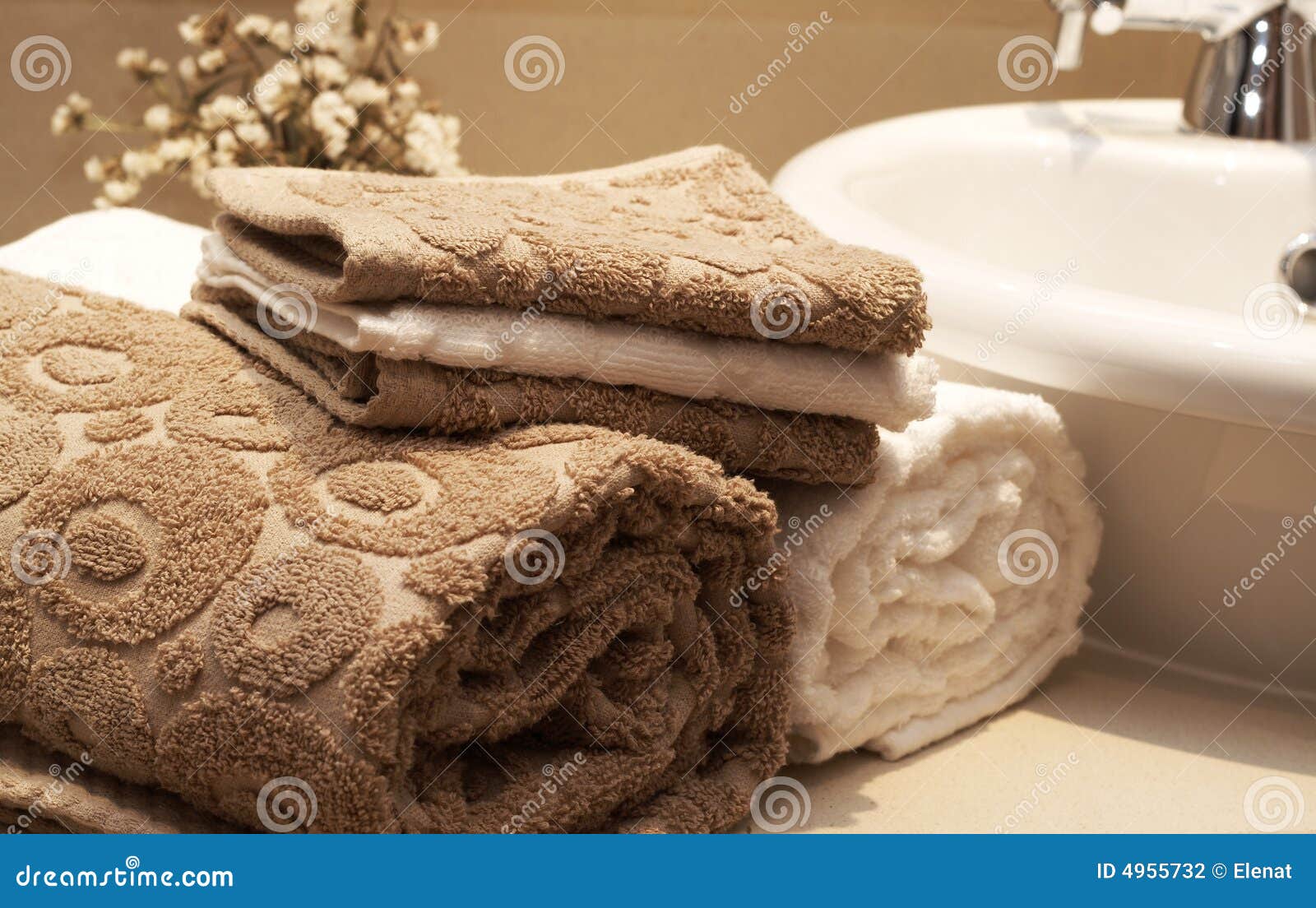 Stack of Colorful Towels in the Bathroom Stock Photo Image of roll