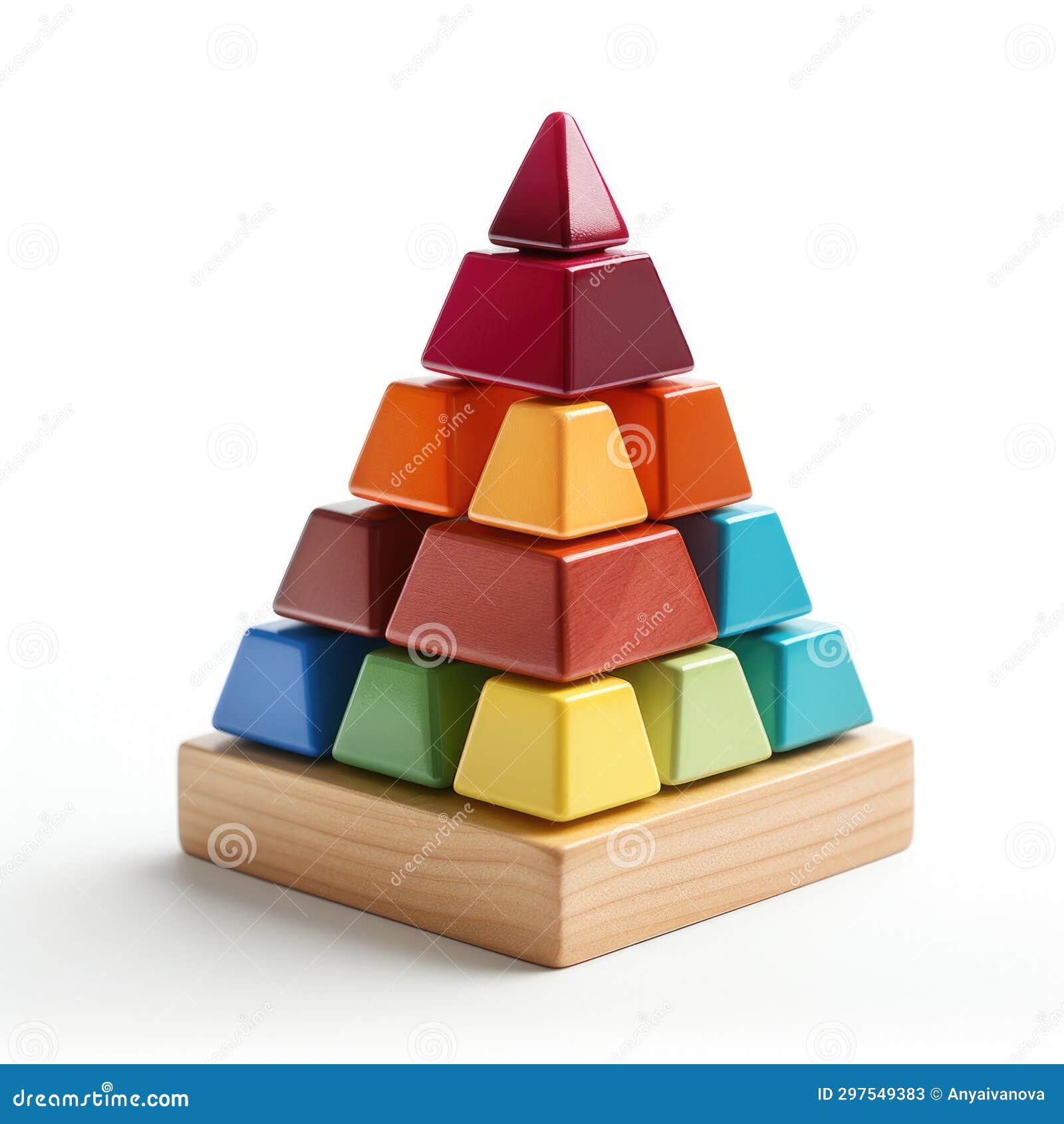 A Stack of Colorful Wooden Blocks Sitting on Top of Each Other Stock